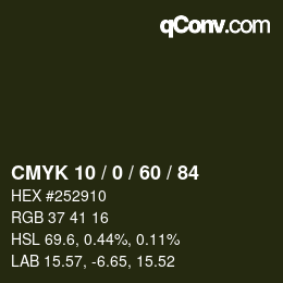 カラーコード: CMYK 10 / 0 / 60 / 84 | qconv.com