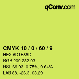 カラーコード: CMYK 10 / 0 / 60 / 9 | qconv.com