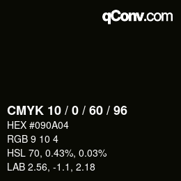 Color code: CMYK 10 / 0 / 60 / 96 | qconv.com