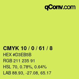 カラーコード: CMYK 10 / 0 / 61 / 8 | qconv.com