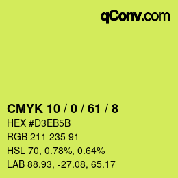 Color code: CMYK 10 / 0 / 61 / 8 | qconv.com