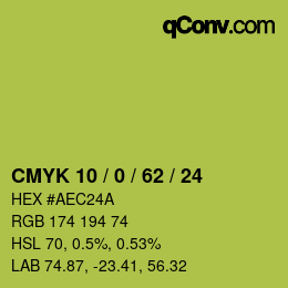 カラーコード: CMYK 10 / 0 / 62 / 24 | qconv.com