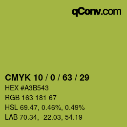 Código de color: CMYK 10 / 0 / 63 / 29 | qconv.com
