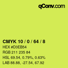 カラーコード: CMYK 10 / 0 / 64 / 8 | qconv.com