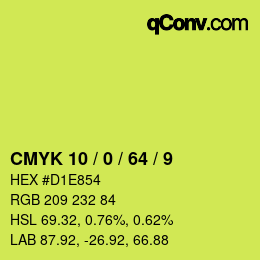 Color code: CMYK 10 / 0 / 64 / 9 | qconv.com