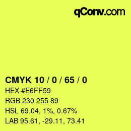 颜色代码: CMYK 10 / 0 / 65 / 0 | qconv.com