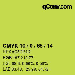 カラーコード: CMYK 10 / 0 / 65 / 14 | qconv.com