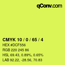 Color code: CMYK 10 / 0 / 65 / 4 | qconv.com