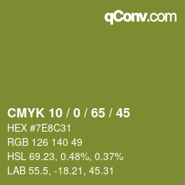 Color code: CMYK 10 / 0 / 65 / 45 | qconv.com
