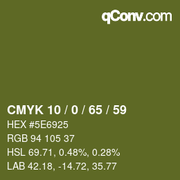 Color code: CMYK 10 / 0 / 65 / 59 | qconv.com