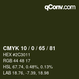 カラーコード: CMYK 10 / 0 / 65 / 81 | qconv.com