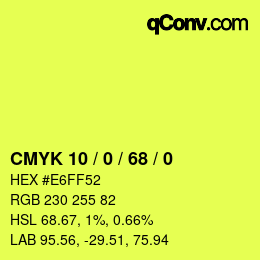 Color code: CMYK 10 / 0 / 68 / 0 | qconv.com