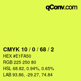 Color code: CMYK 10 / 0 / 68 / 2 | qconv.com