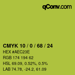 Color code: CMYK 10 / 0 / 68 / 24 | qconv.com