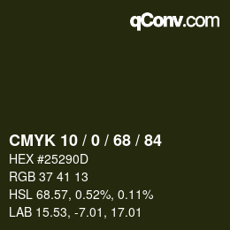 カラーコード: CMYK 10 / 0 / 68 / 84 | qconv.com