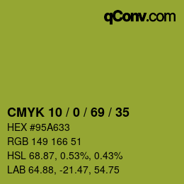 カラーコード: CMYK 10 / 0 / 69 / 35 | qconv.com