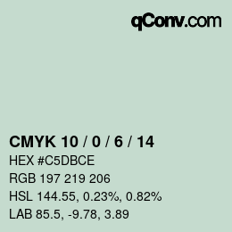 カラーコード: CMYK 10 / 0 / 6 / 14 | qconv.com
