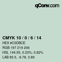 カラーコード: CMYK 10 / 0 / 6 / 14 | qconv.com