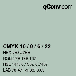 Color code: CMYK 10 / 0 / 6 / 22 | qconv.com