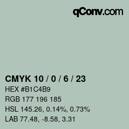 颜色代码: CMYK 10 / 0 / 6 / 23 | qconv.com