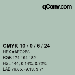 カラーコード: CMYK 10 / 0 / 6 / 24 | qconv.com