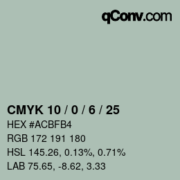 Color code: CMYK 10 / 0 / 6 / 25 | qconv.com