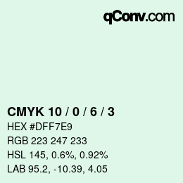 颜色代码: CMYK 10 / 0 / 6 / 3 | qconv.com