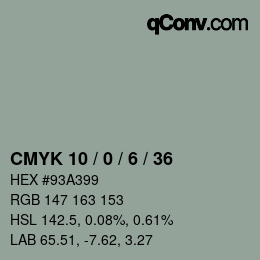 Color code: CMYK 10 / 0 / 6 / 36 | qconv.com