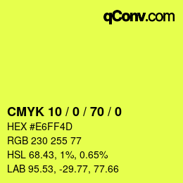 Color code: CMYK 10 / 0 / 70 / 0 | qconv.com