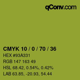 カラーコード: CMYK 10 / 0 / 70 / 36 | qconv.com