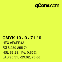 Color code: CMYK 10 / 0 / 71 / 0 | qconv.com