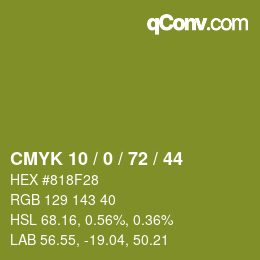 Farbcode: CMYK 10 / 0 / 72 / 44 | qconv.com