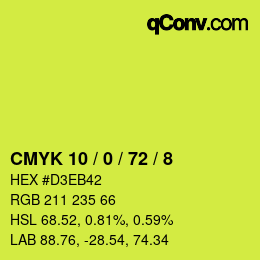 カラーコード: CMYK 10 / 0 / 72 / 8 | qconv.com