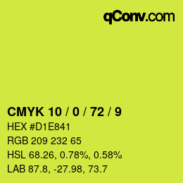 カラーコード: CMYK 10 / 0 / 72 / 9 | qconv.com