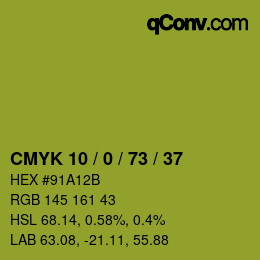 Color code: CMYK 10 / 0 / 73 / 37 | qconv.com