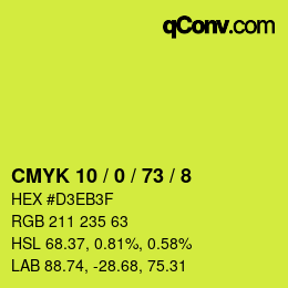 カラーコード: CMYK 10 / 0 / 73 / 8 | qconv.com