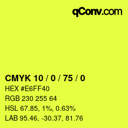 カラーコード: CMYK 10 / 0 / 75 / 0 | qconv.com