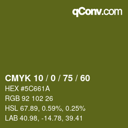 Color code: CMYK 10 / 0 / 75 / 60 | qconv.com