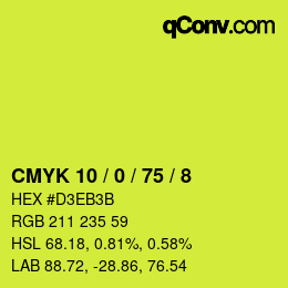 カラーコード: CMYK 10 / 0 / 75 / 8 | qconv.com