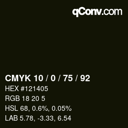 颜色代码: CMYK 10 / 0 / 75 / 92 | qconv.com