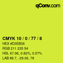颜色代码: CMYK 10 / 0 / 77 / 8 | qconv.com