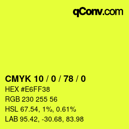 Color code: CMYK 10 / 0 / 78 / 0 | qconv.com