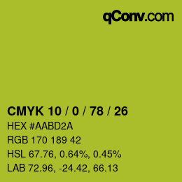 Color code: CMYK 10 / 0 / 78 / 26 | qconv.com