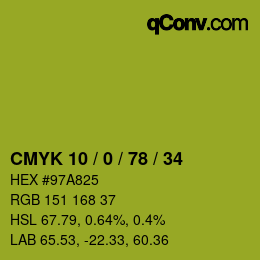 Color code: CMYK 10 / 0 / 78 / 34 | qconv.com