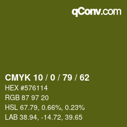 Código de color: CMYK 10 / 0 / 79 / 62 | qconv.com