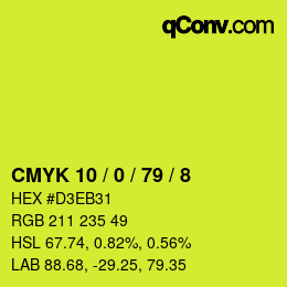 颜色代码: CMYK 10 / 0 / 79 / 8 | qconv.com
