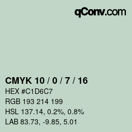 Color code: CMYK 10 / 0 / 7 / 16 | qconv.com