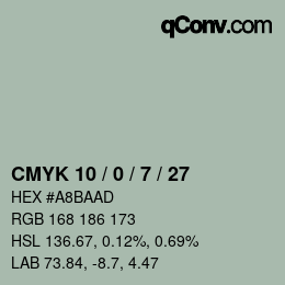 Color code: CMYK 10 / 0 / 7 / 27 | qconv.com