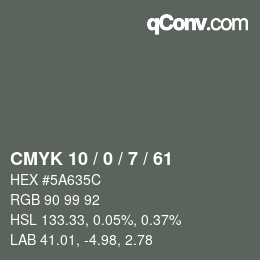 Color code: CMYK 10 / 0 / 7 / 61 | qconv.com