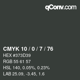 Color code: CMYK 10 / 0 / 7 / 76 | qconv.com